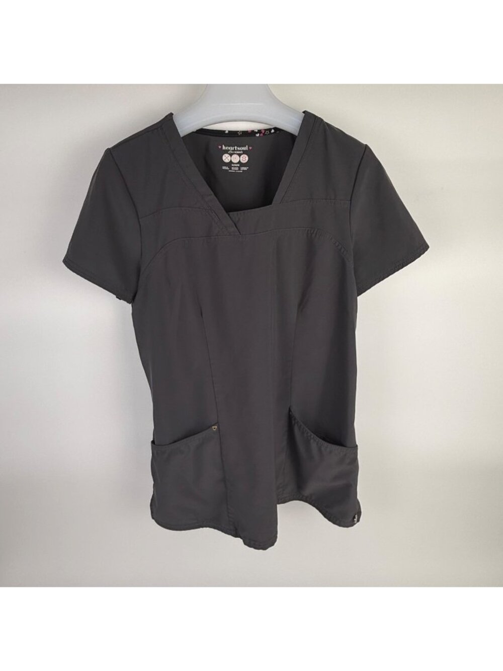 Heart & Soul Women's Gray Short-Sleeve Scrub Top Size M